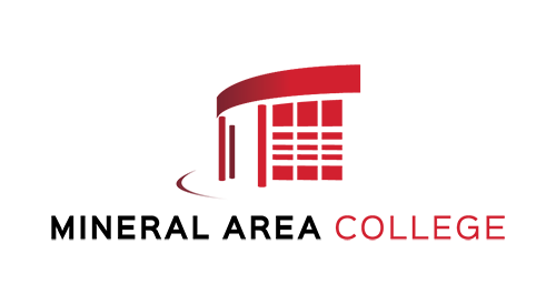 Mineral Area College logo, a red graphic of their building